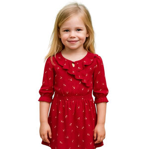 Abercrombie Kids Floral Dress Girls Size 5/6 Red Ruffle
